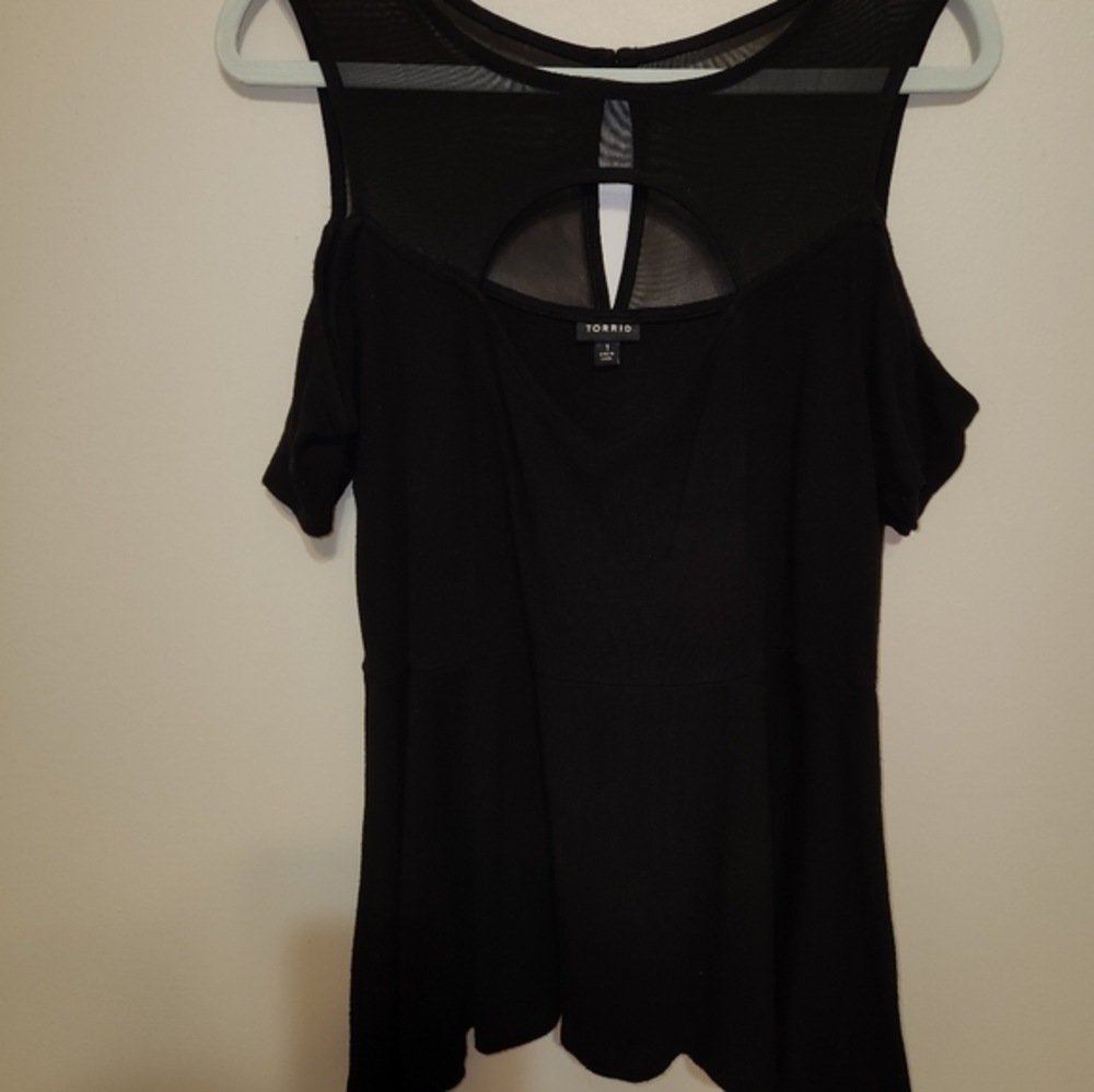 Torrid black mesh peplum top